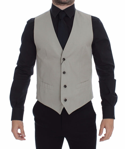 Dolce &amp; Gabbana Beige Silk Blend Dress Formal Vest Waistcoat