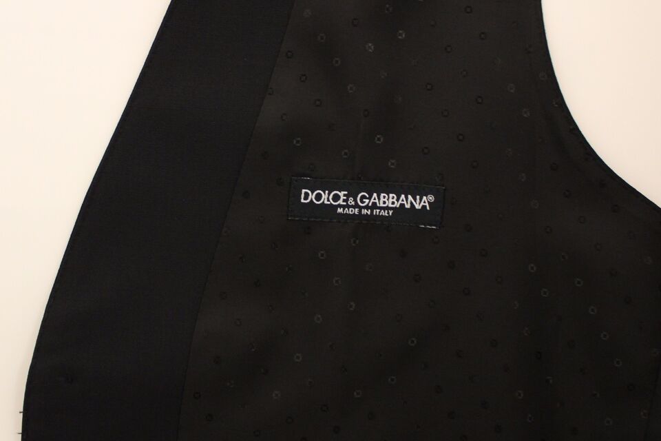 Dolce &amp; Gabbana Elegante schwarze Seidenwolle-Weste