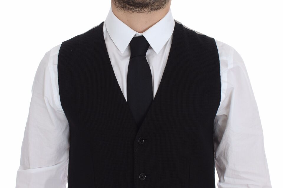 Dolce &amp; Gabbana Black Cotton Dress Vest Blazer Jacket