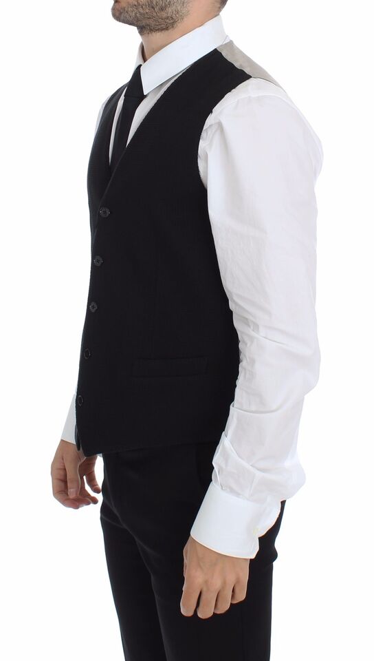 Dolce &amp; Gabbana Black Cotton Dress Vest Blazer Jacket