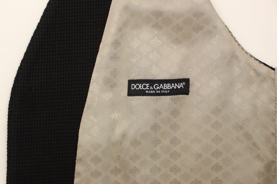 Dolce &amp; Gabbana Black Cotton Dress Vest Blazer Jacket