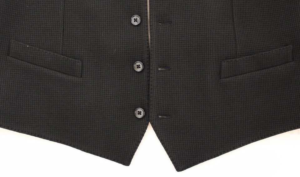 Dolce &amp; Gabbana Black Cotton Dress Vest Blazer Jacket