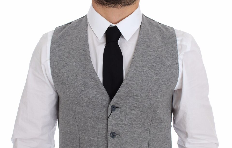 Dolce &amp; Gabbana Gray Cotton Stretch Dress Vest Blazer