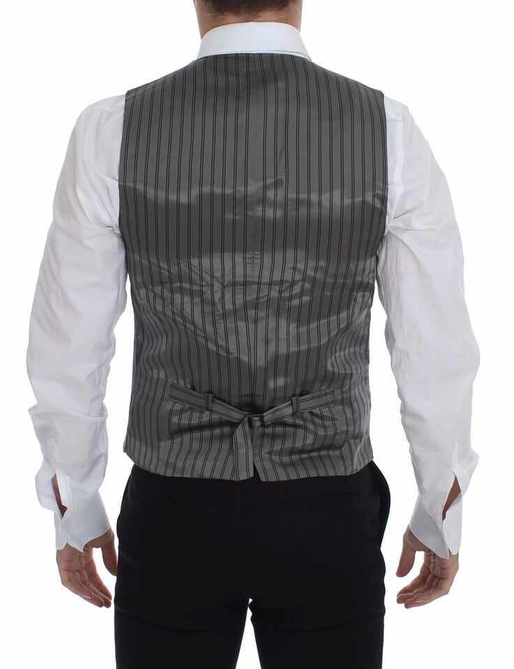 Dolce &amp; Gabbana Gray Cotton Stretch Dress Vest Blazer