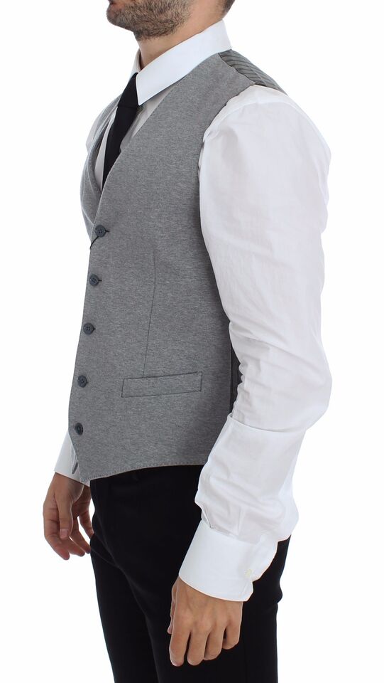 Dolce &amp; Gabbana Gray Cotton Stretch Dress Vest Blazer