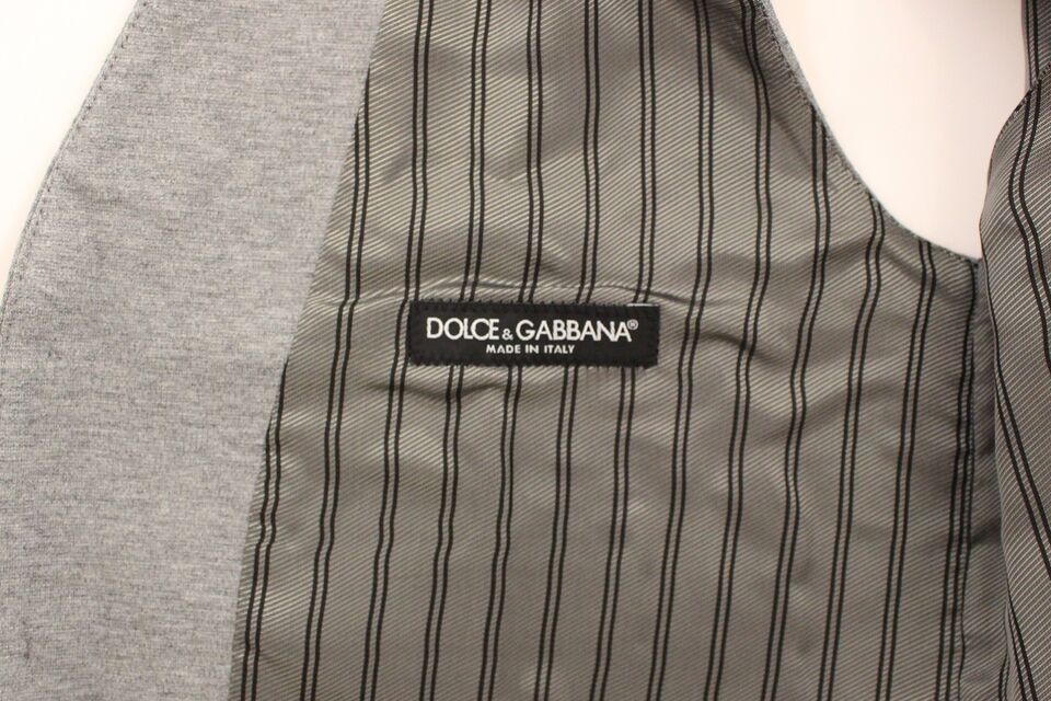 Dolce &amp; Gabbana Gray Cotton Stretch Dress Vest Blazer