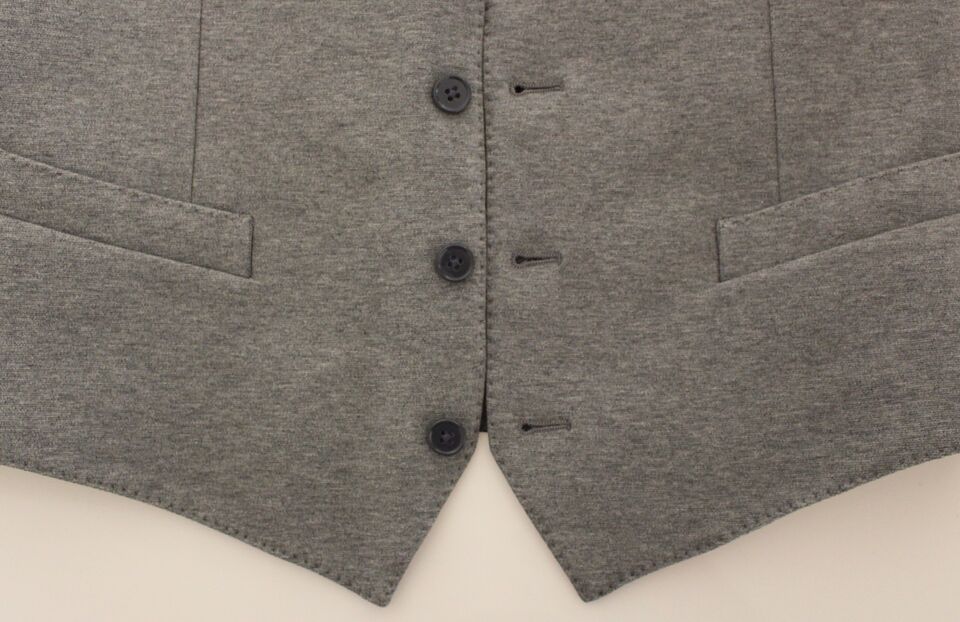 Dolce &amp; Gabbana Gray Cotton Stretch Dress Vest Blazer