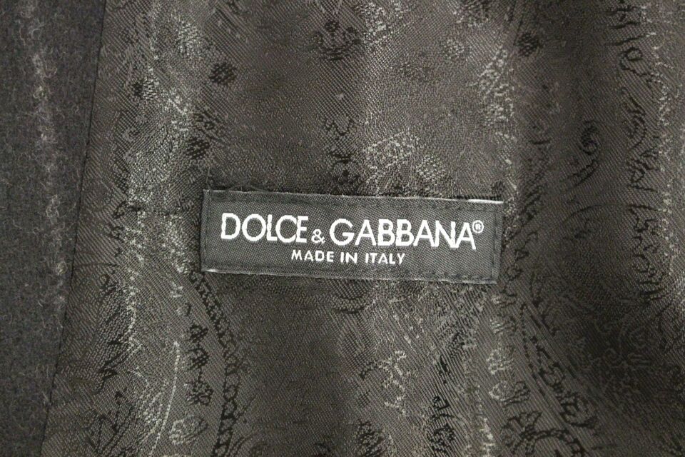 Dolce &amp; Gabbana Black Striped Wool Logo Vest Gilet Weste