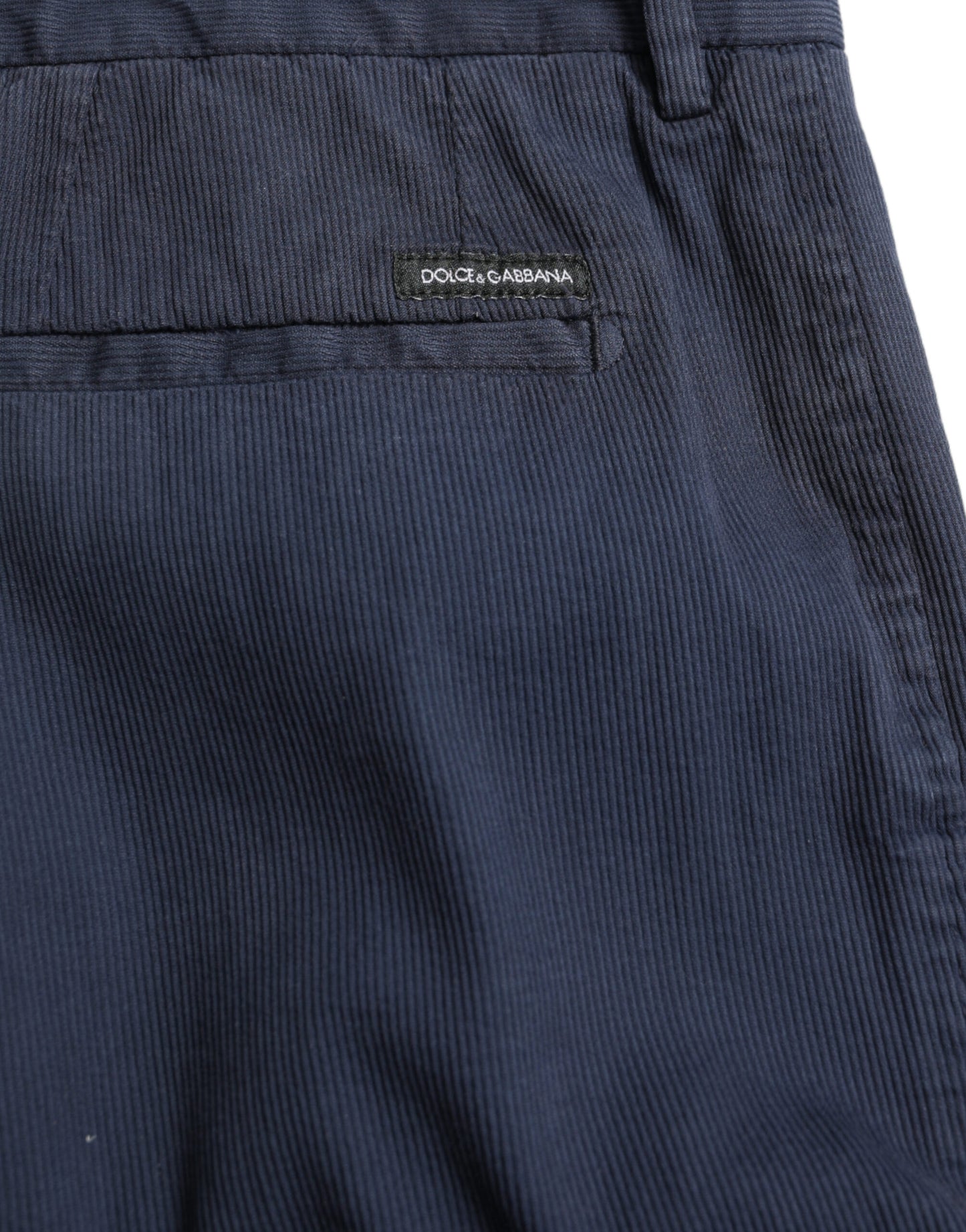 Dolce &amp; Gabbana Dark Blue Cotton Stretch Slim Fit Dress Pants