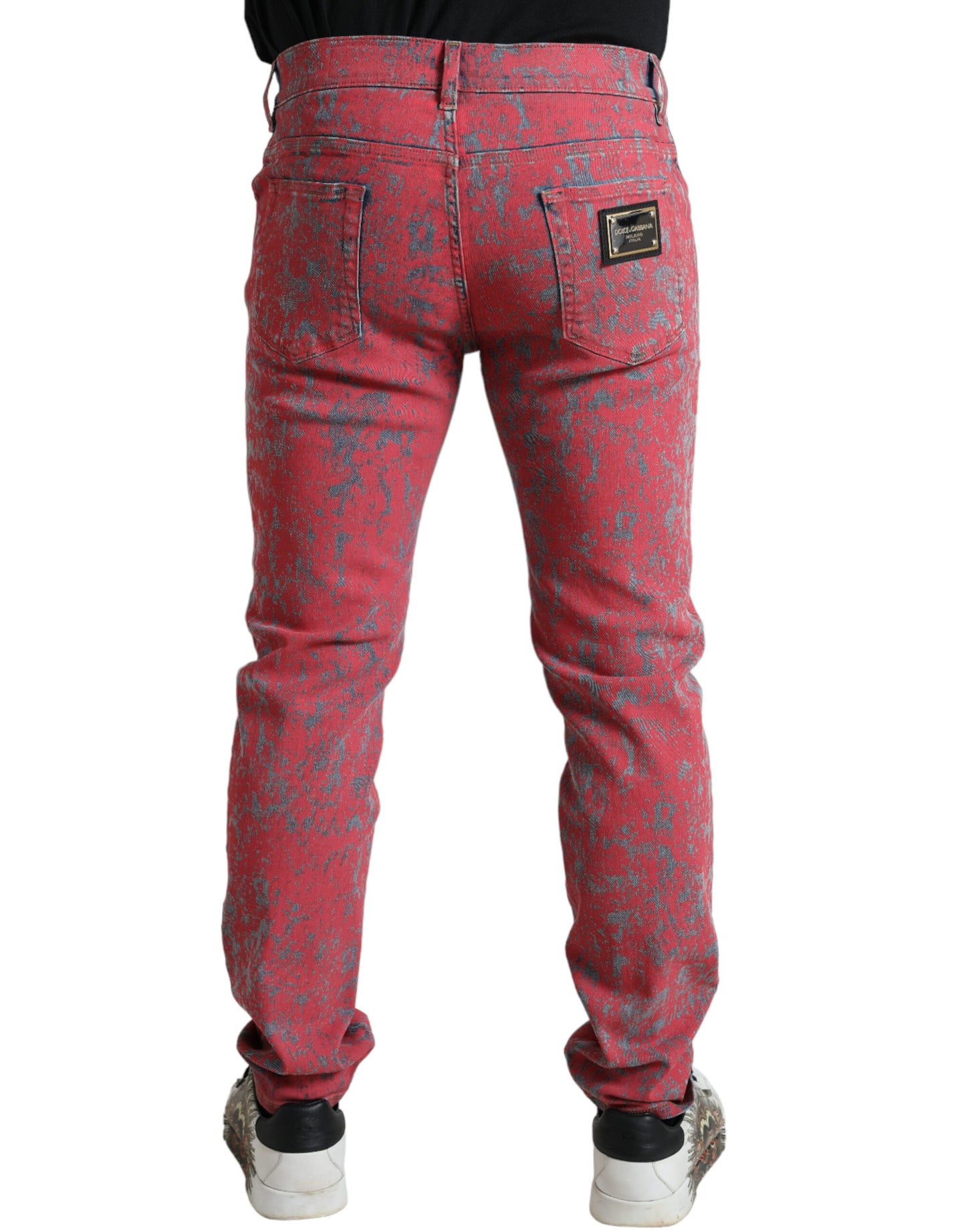 Dolce &amp; Gabbana Red Cotton Dye Slim Fit Men Denim Jeans