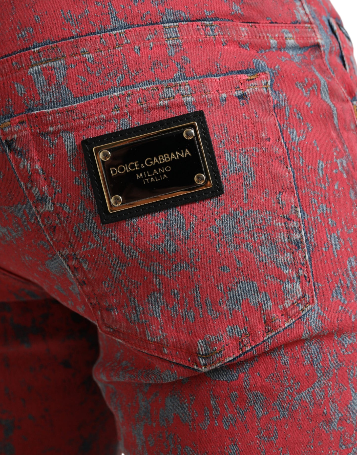 Dolce &amp; Gabbana Red Cotton Dye Slim Fit Men Denim Jeans