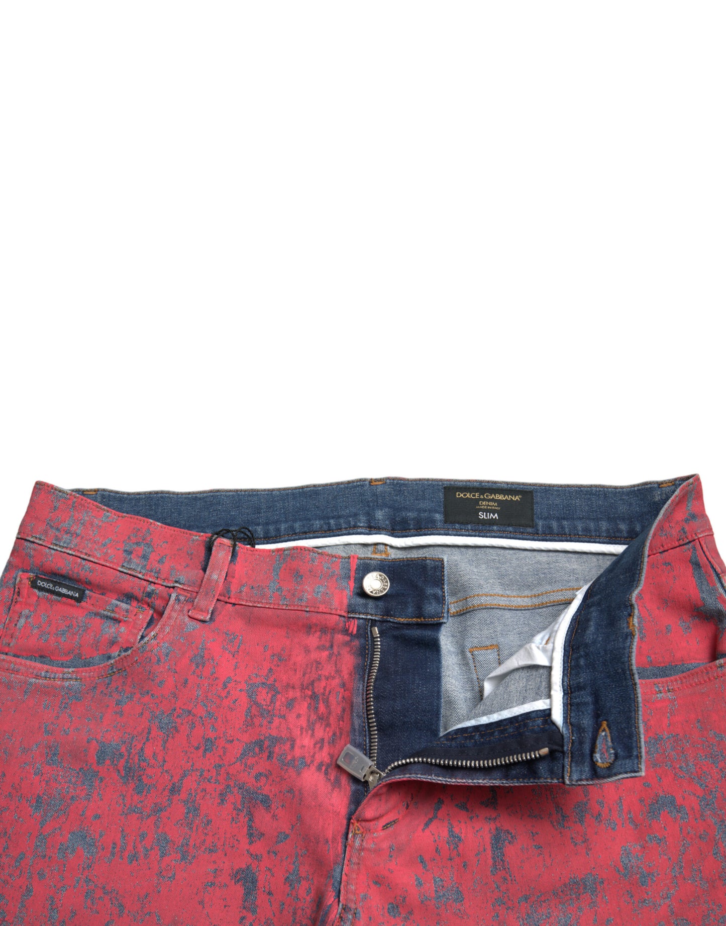 Dolce &amp; Gabbana Red Cotton Dye Slim Fit Men Denim Jeans