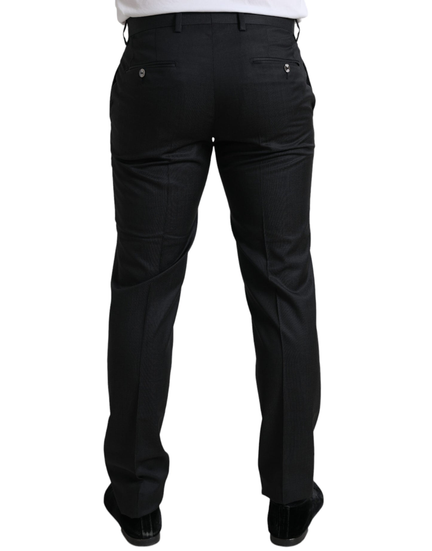 Dolce &amp; Gabbana Black Slim Cotton Formal Dress Pants