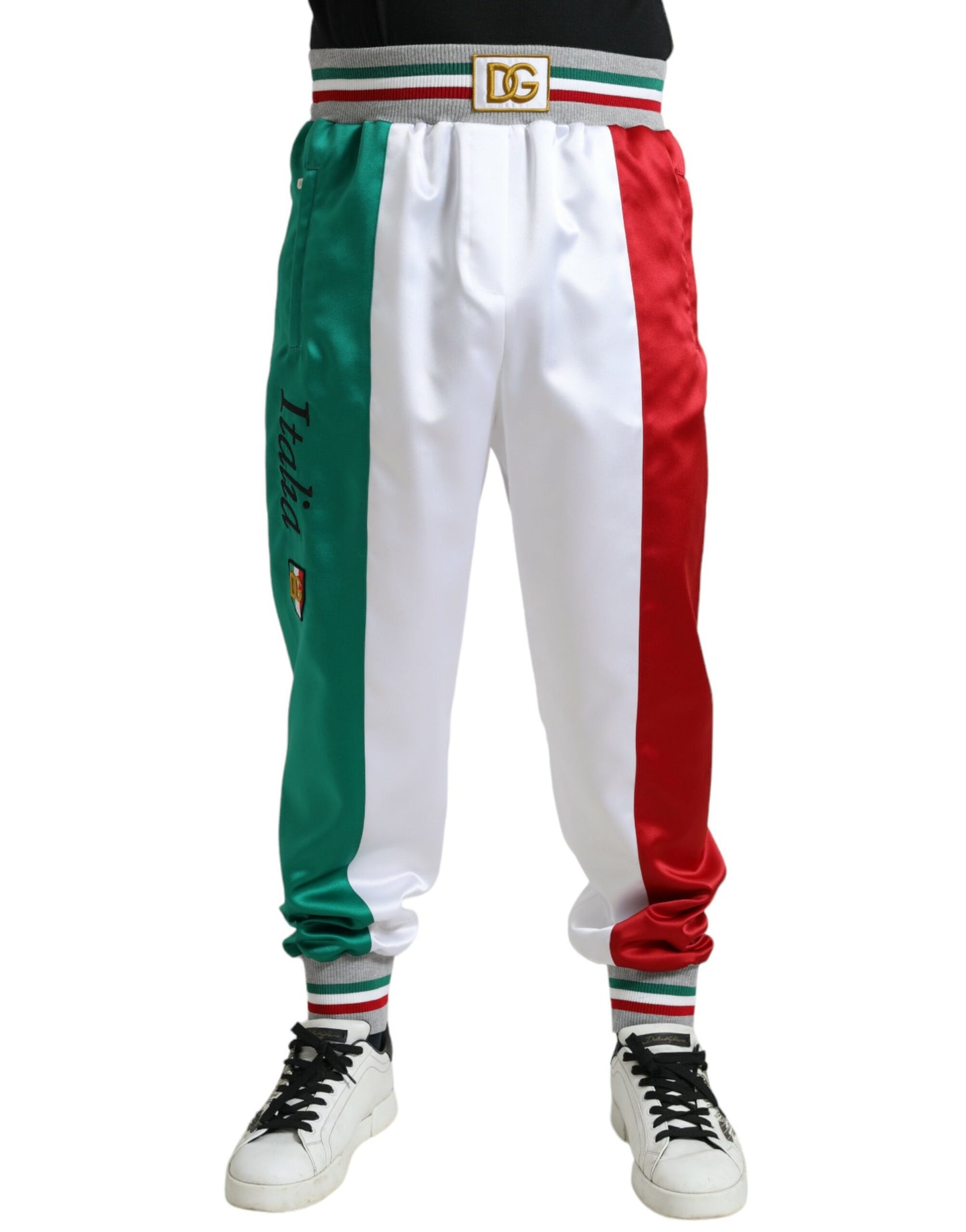 Dolce &amp; Gabbana Multicolor Italian Patch Slim Jogger Pants