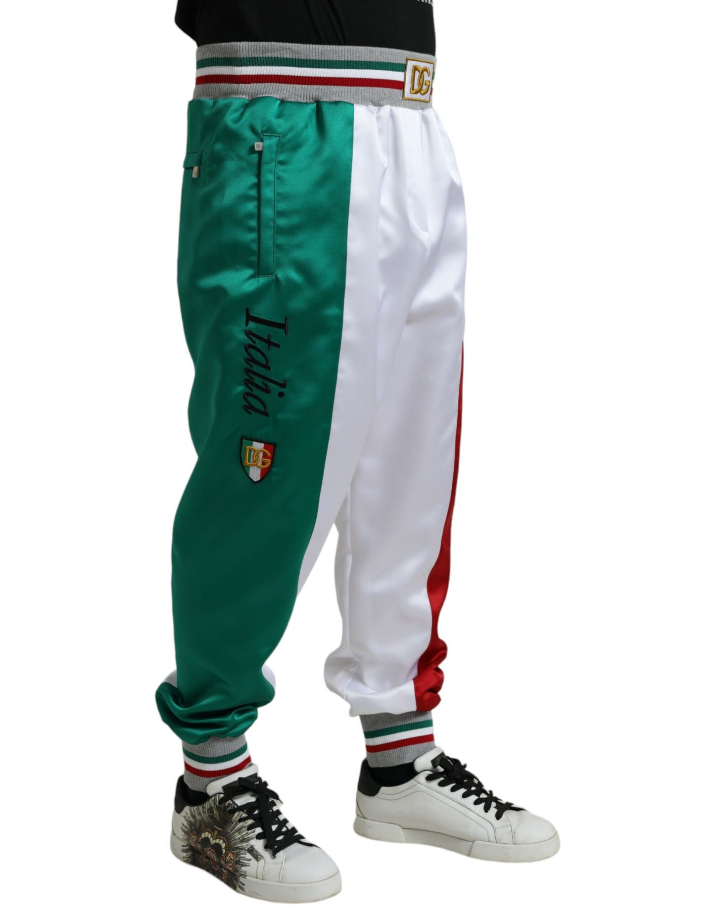 Dolce &amp; Gabbana Multicolor Italian Patch Slim Jogger Pants