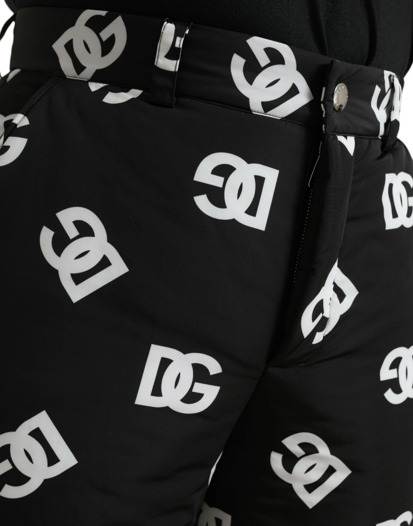 Dolce &amp; Gabbana Black Logo DG Print Wide Leg Pants