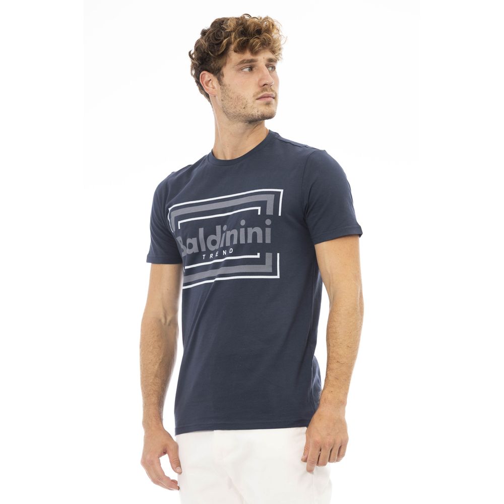 Baldinini Trend Elegantes blaues Baumwoll-T-Shirt mit schickem Frontdruck