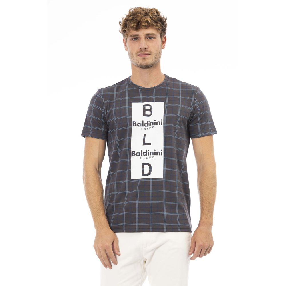 Baldinini Trend Chic graues Baumwoll-T-Shirt mit elegantem Frontdruck