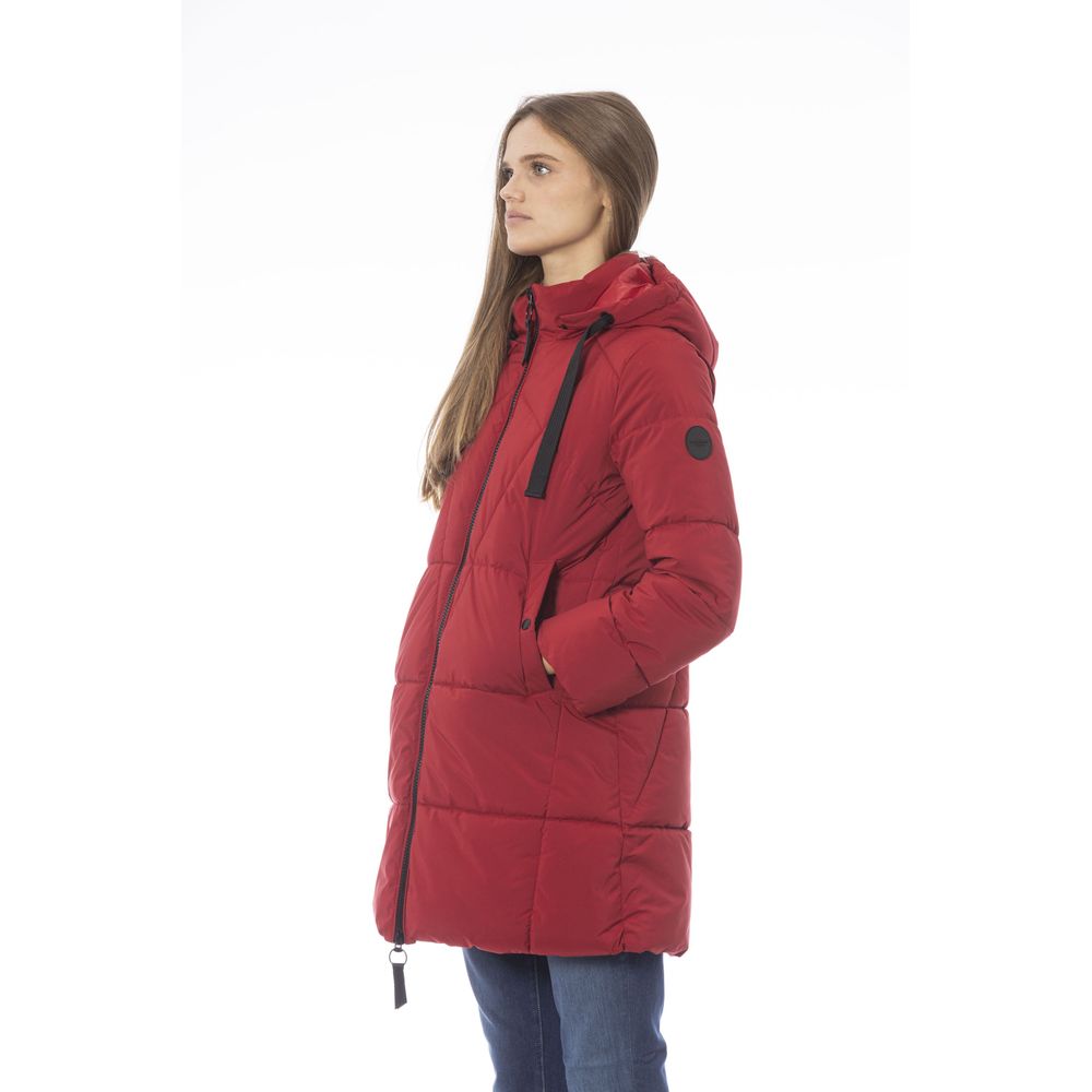 Baldinini Trend Elegante rote lange Daunenjacke für Damen