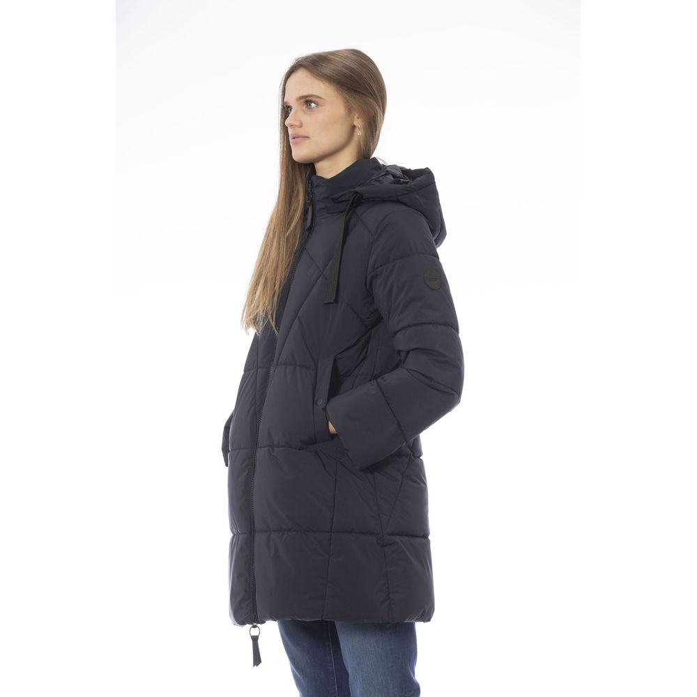 Baldinini Trend Chic Blaue lange Daunenjacke