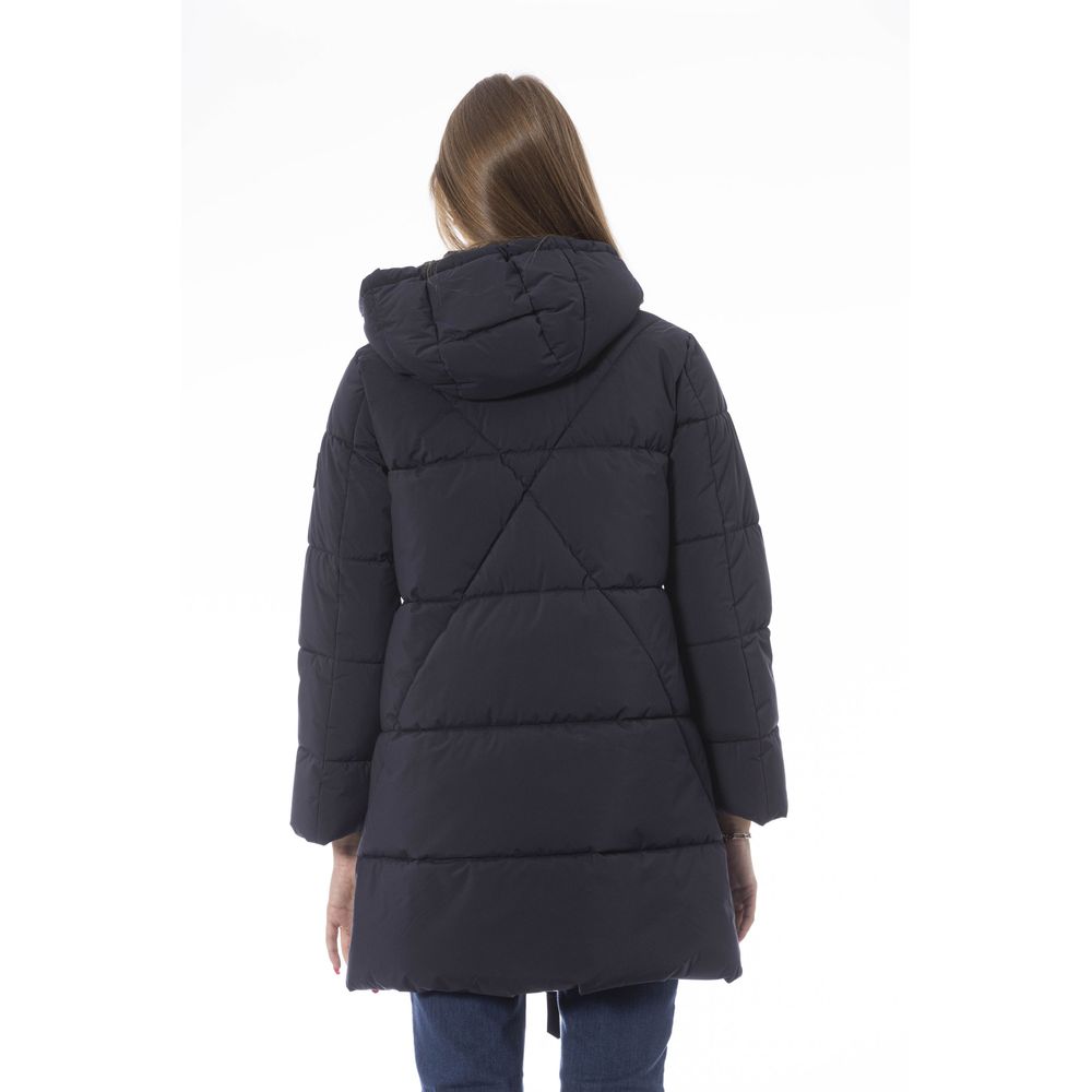 Baldinini Trend Chic Blaue lange Daunenjacke