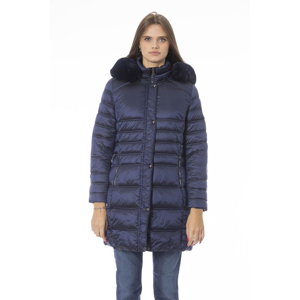 Baldinini Trend Elegante hellblaue lange Daunenjacke