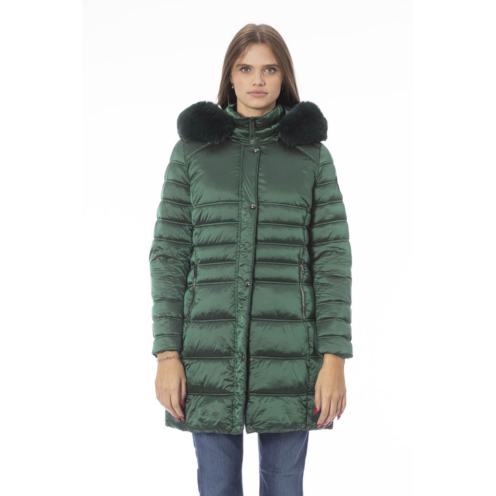 Baldinini Trend Chic Grüne lange Daunen-Winterjacke