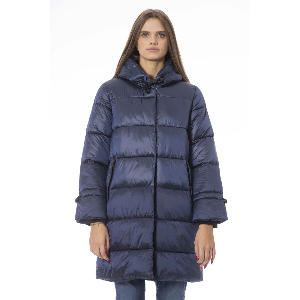 Baldinini Trend Chic Hellblaue lange Daunenjacke