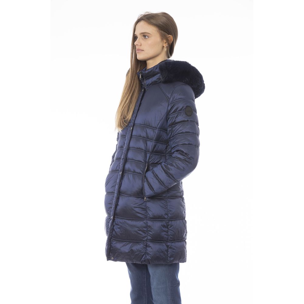 Baldinini Trend Elegante hellblaue lange Daunenjacke