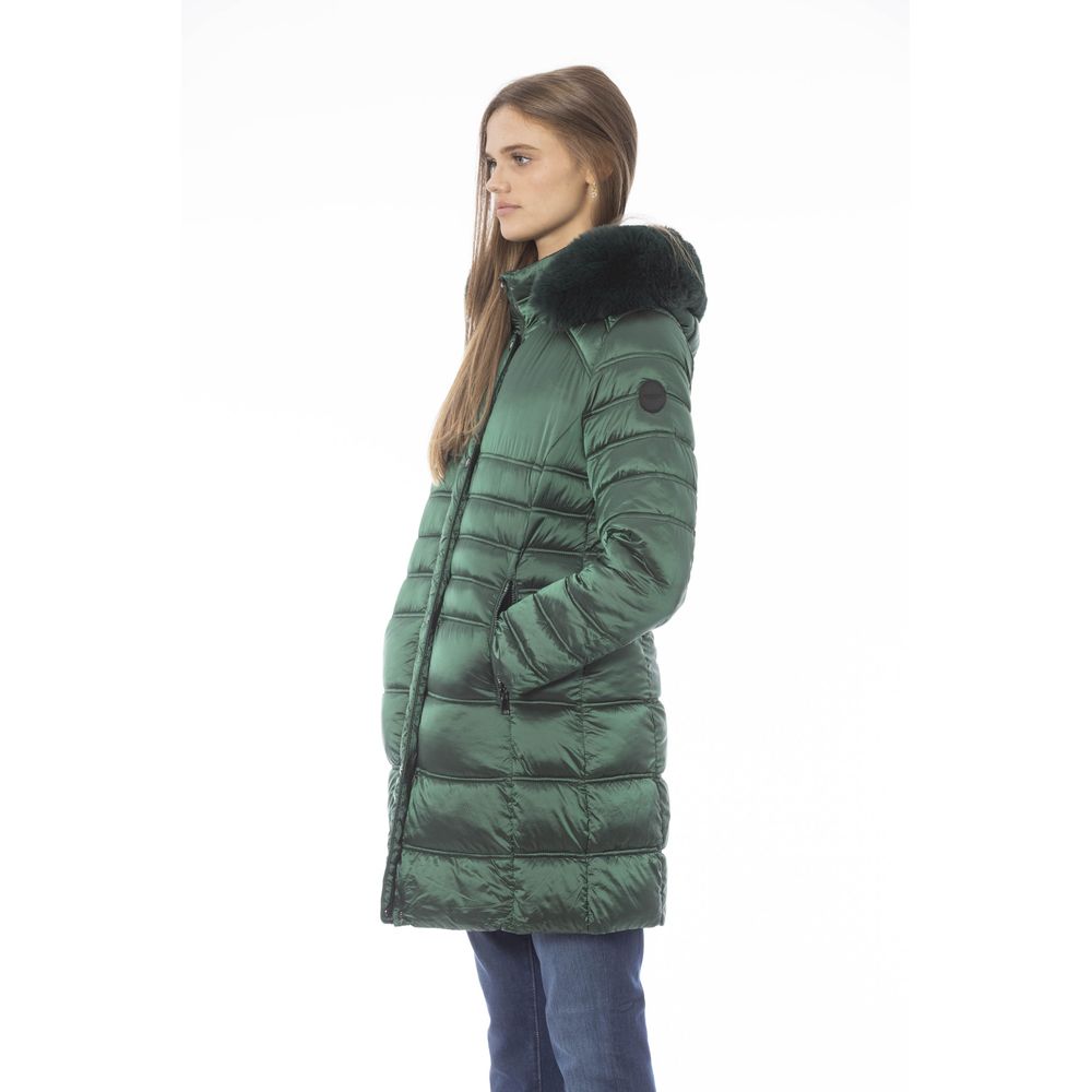 Baldinini Trend Chic Grüne lange Daunen-Winterjacke