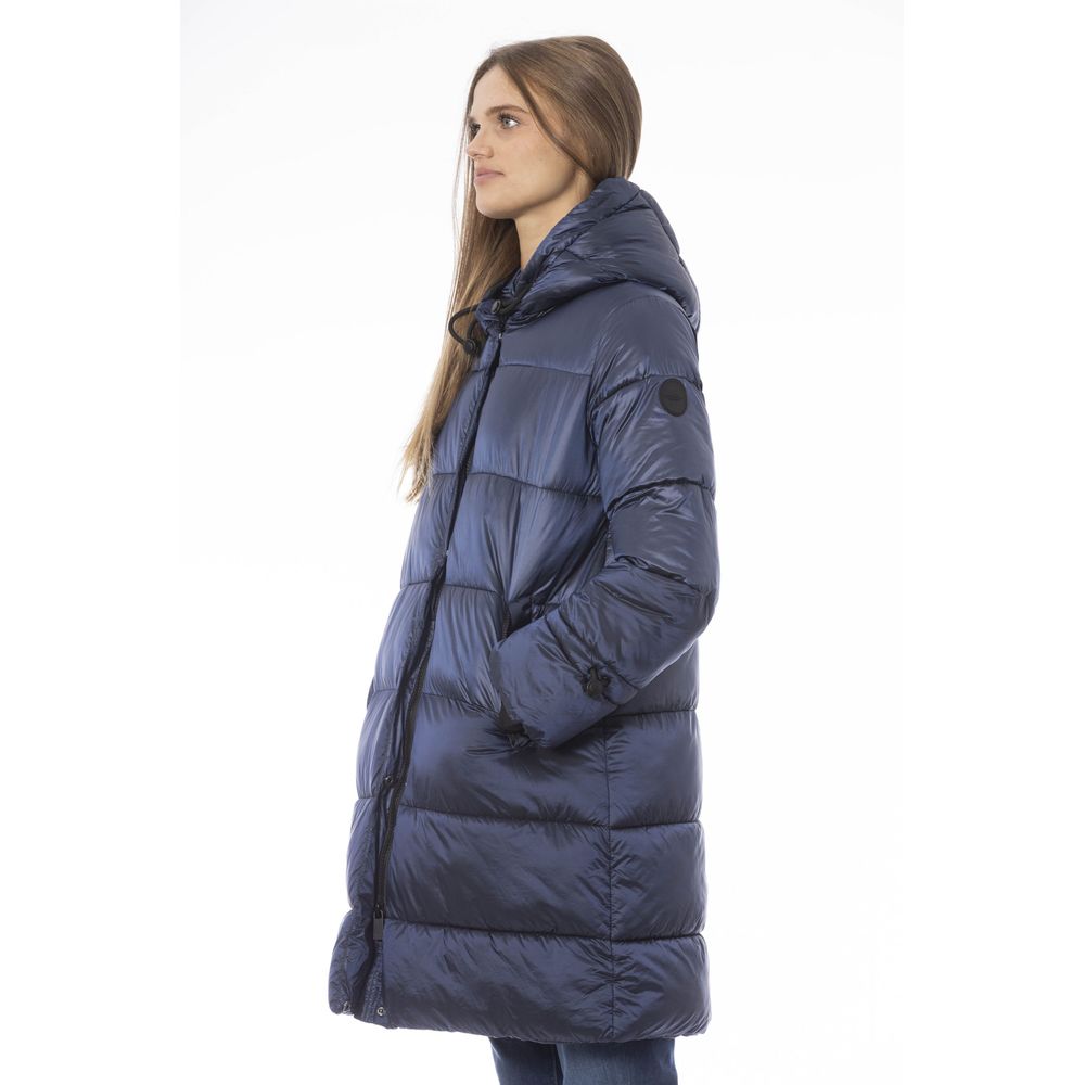 Baldinini Trend Chic Hellblaue lange Daunenjacke