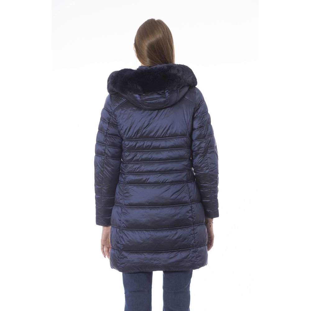 Baldinini Trend Elegante hellblaue lange Daunenjacke