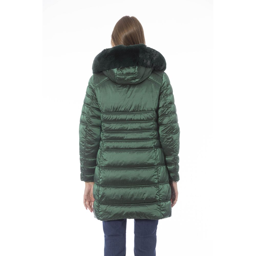 Baldinini Trend Chic Grüne lange Daunen-Winterjacke