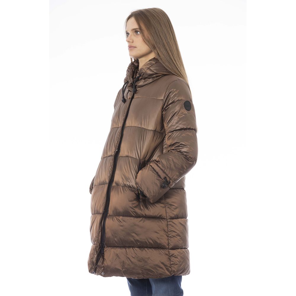 Baldinini Trend Chic braune Daunenjacke mit Monogramm-Detail