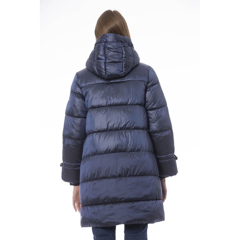 Baldinini Trend Chic Hellblaue lange Daunenjacke