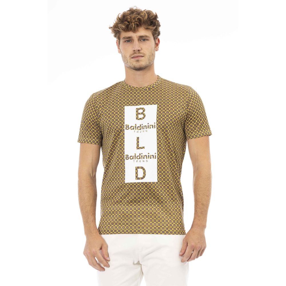 Baldinini Trend Elegantes graues Baumwoll-T-Shirt mit stilvollem Frontdruck