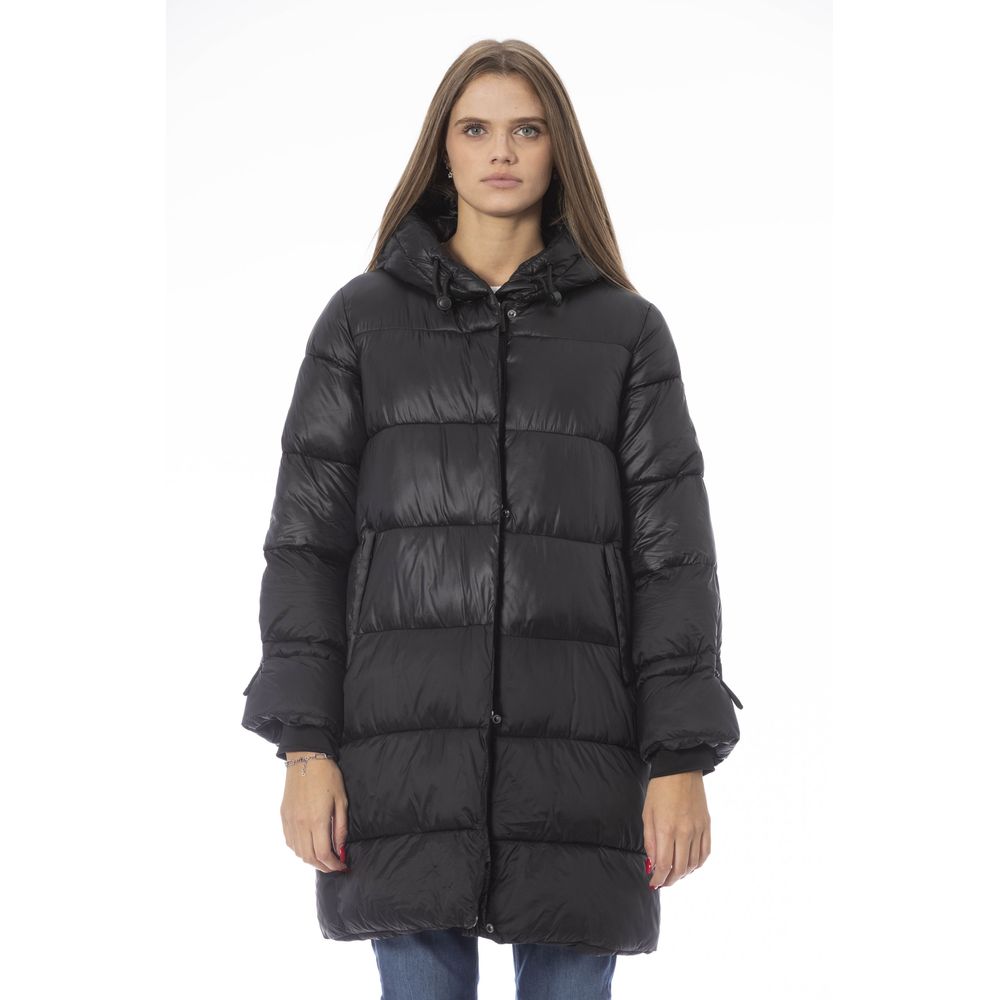 Baldinini Trend Chic lange Daunenjacke mit Monogramm-Detail