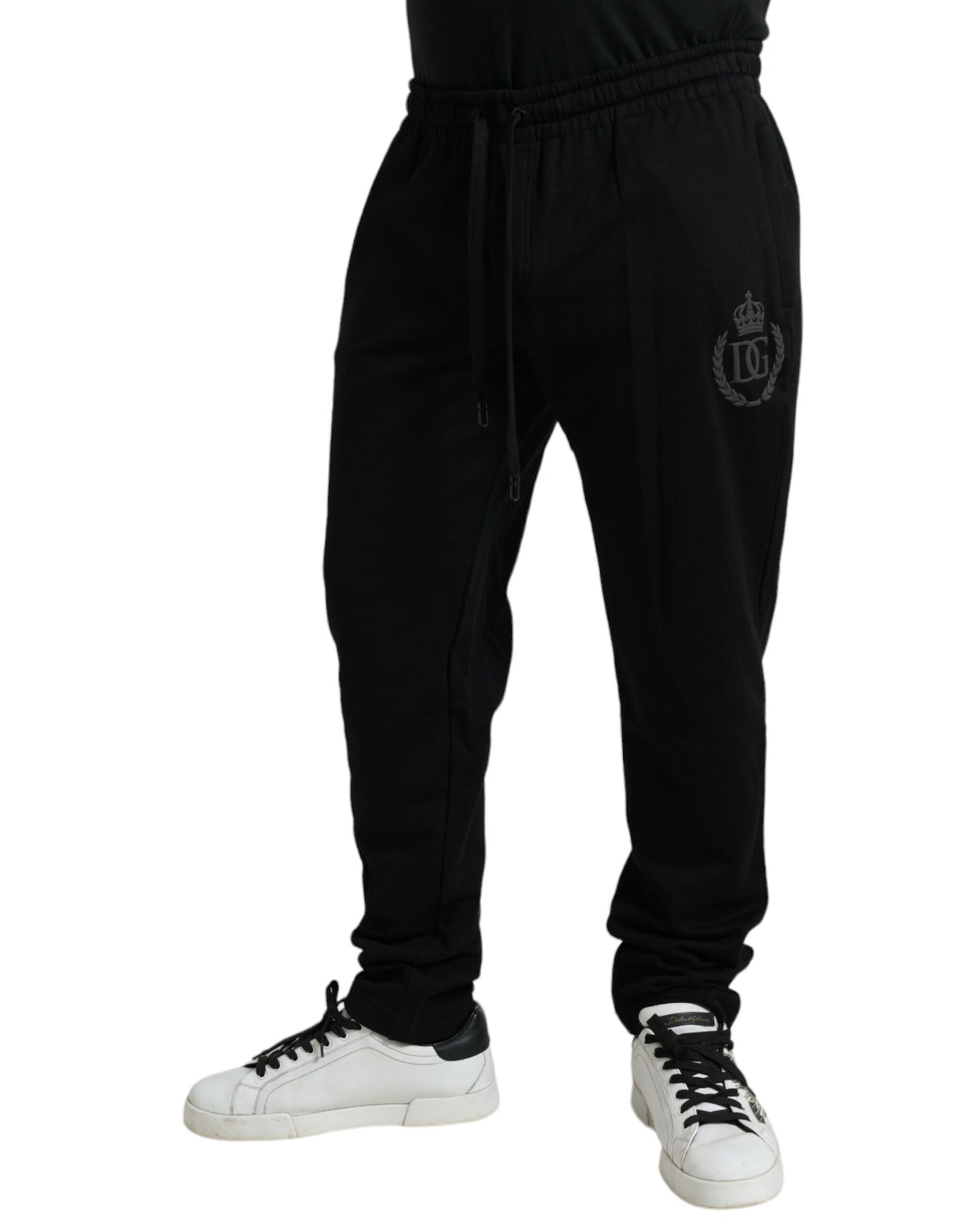 Dolce &amp; Gabbana Black Cotton Logo Jogger Men Sweatpants Pants