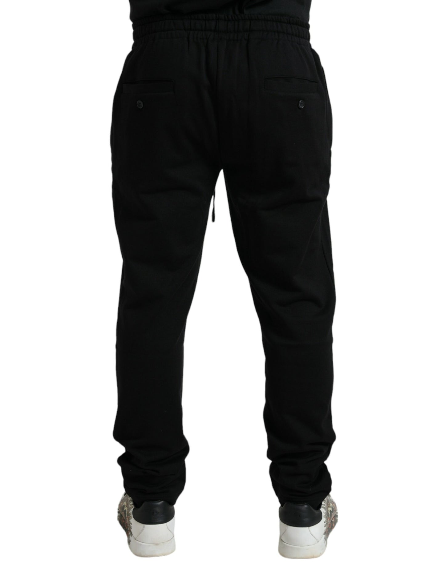 Dolce &amp; Gabbana Black Cotton Logo Jogger Men Sweatpants Pants