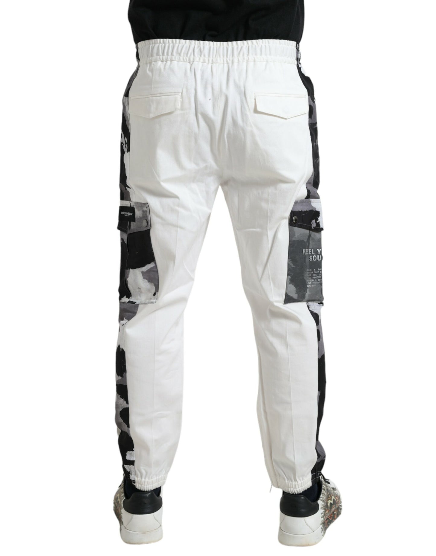 Dolce &amp; Gabbana White Cotton Blend Jogger Men Sweatpants Pants