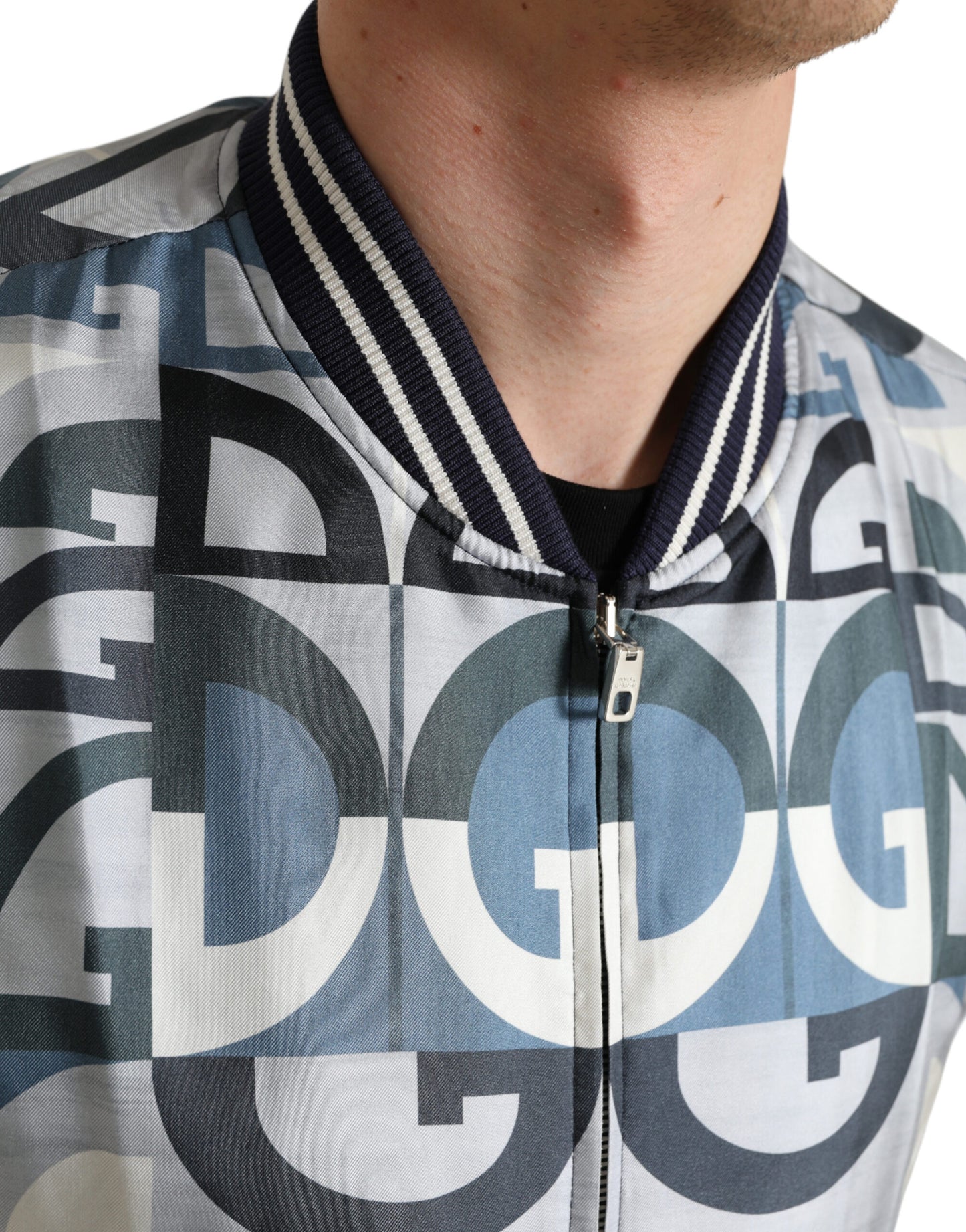 Dolce &amp; Gabbana Multicolor Logo Print Bomber Blouson Jacket