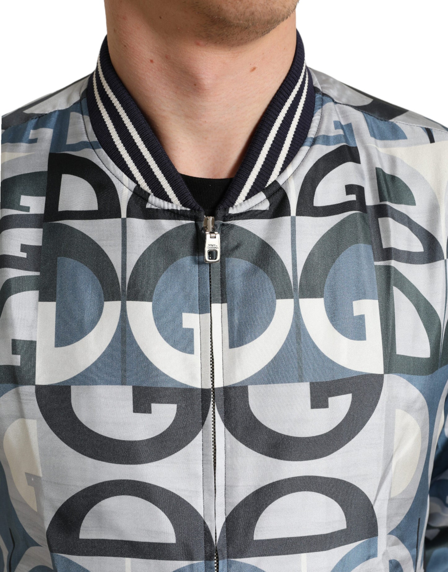 Dolce &amp; Gabbana Multicolor Logo Print Bomber Blouson Jacket