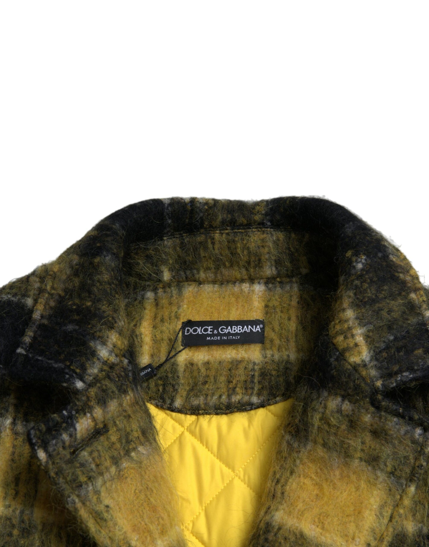 Dolce &amp; Gabbana Yellow Plaid Long Sleeve Casual Coat Jacket