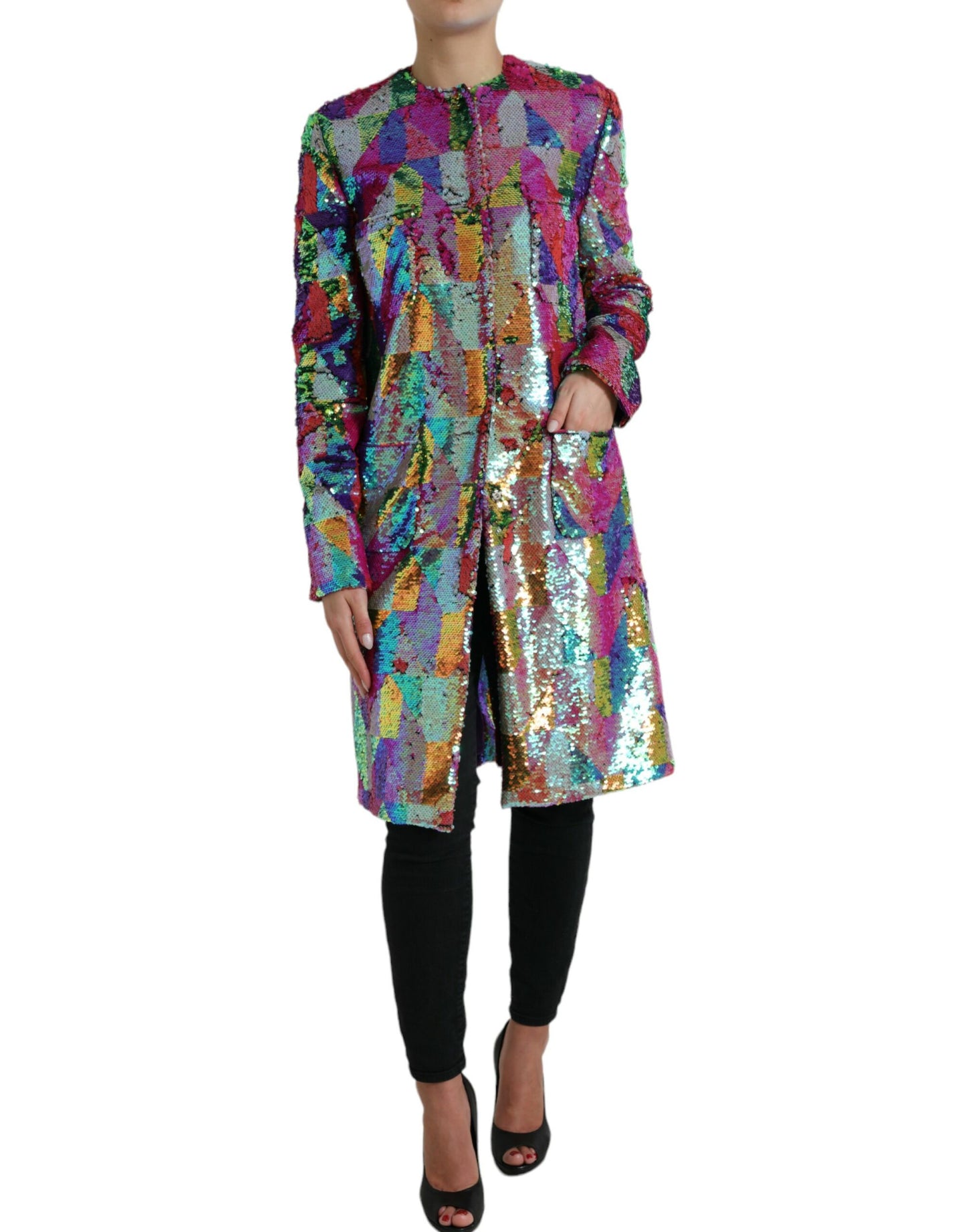 Dolce &amp; Gabbana Multicolor Polyester Sequined Coat Jacket