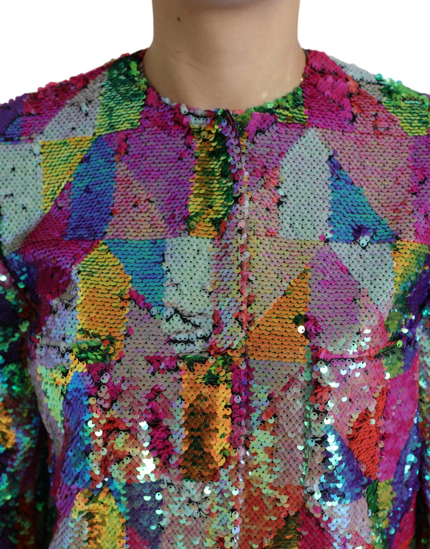 Dolce &amp; Gabbana Multicolor Polyester Sequined Coat Jacket