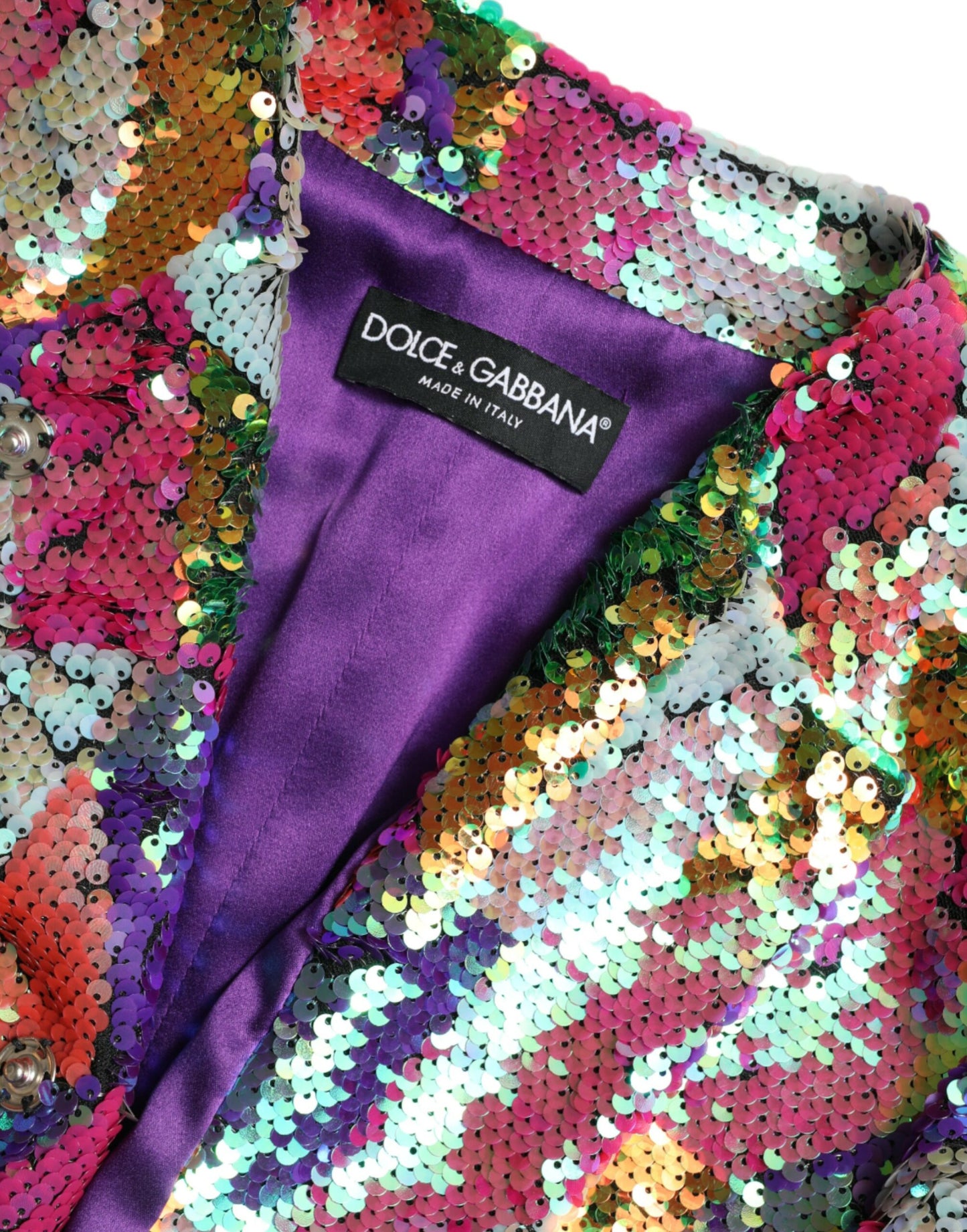 Dolce &amp; Gabbana Multicolor Polyester Sequined Coat Jacket