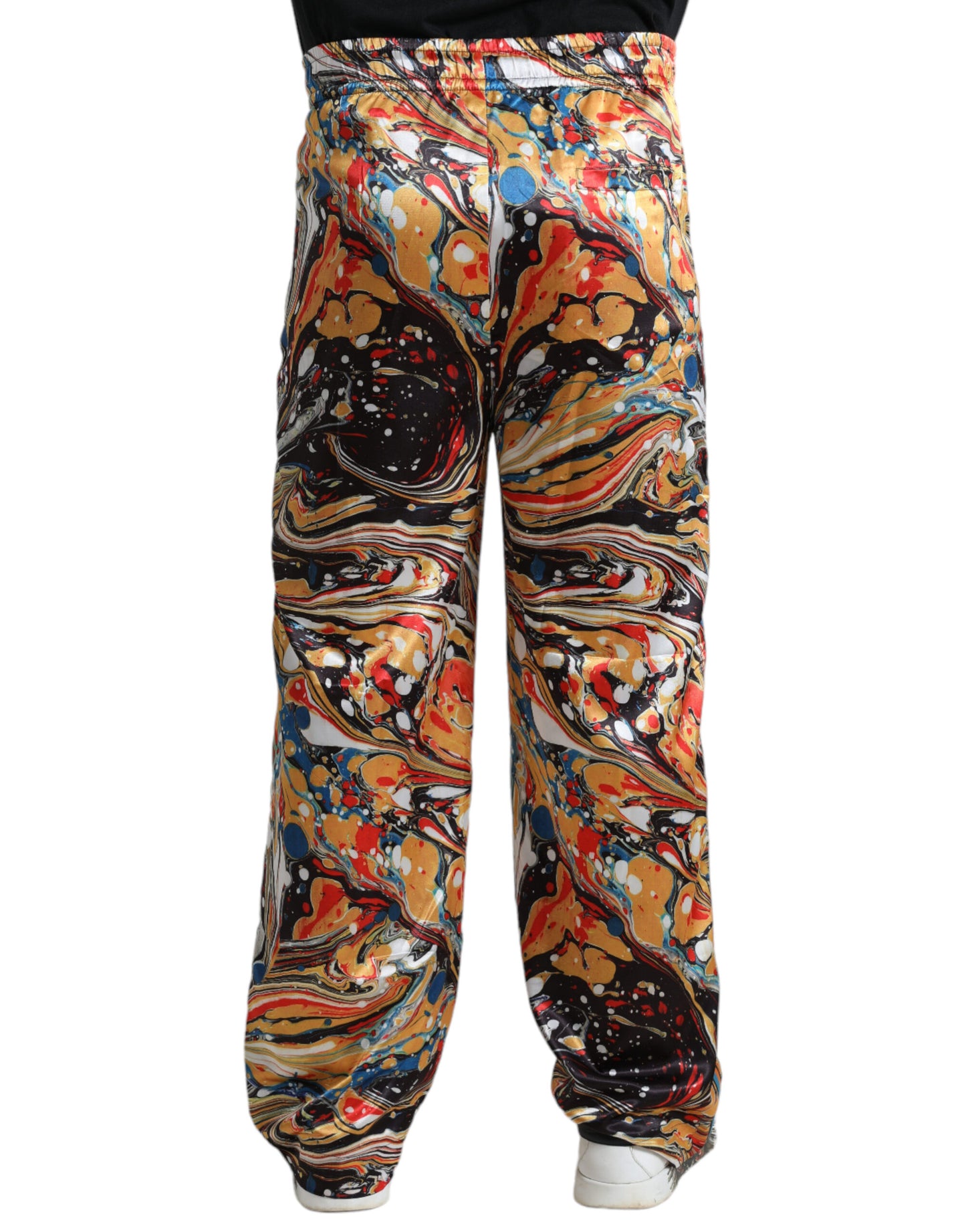 Dolce &amp; Gabbana Multicolor Marble Print Satin Pants