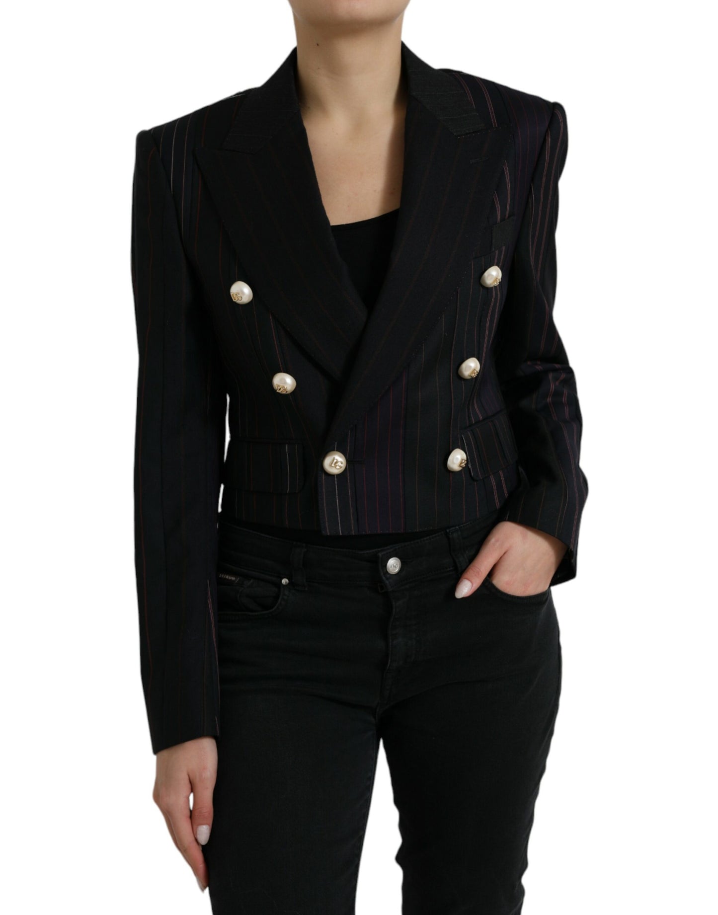 Dolce &amp; Gabbana Eleganter gestreifter zweireihiger Wollblazer