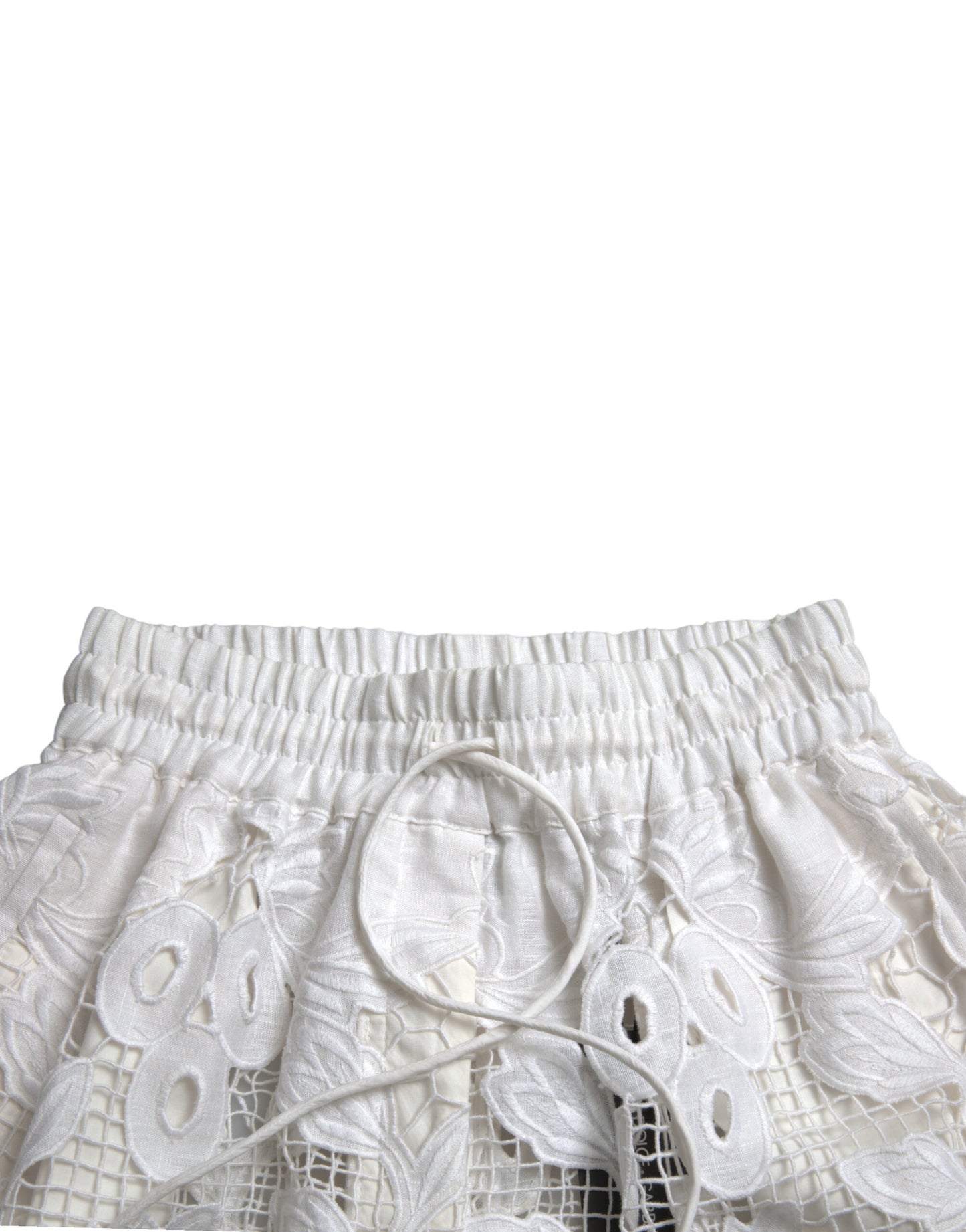 Dolce &amp; Gabbana White Cotton Cutout High Waist Bermuda Shorts