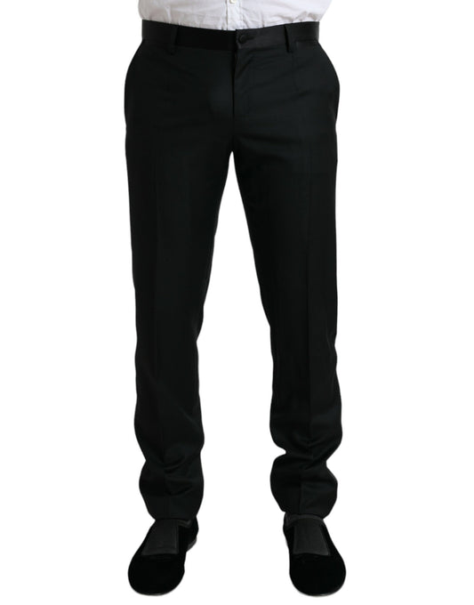 Dolce &amp; Gabbana Black Wool Slim Fit Formal Trouser Dress Pants